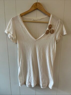 J. Crew Light Blush Tissue Tee with Beaded Embellishment